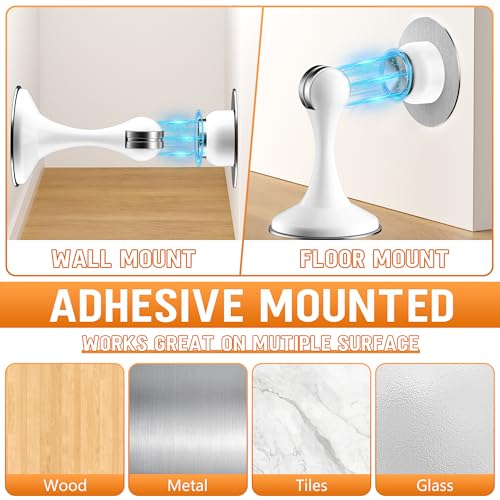 Magnetic Door Stoppers, 1 Pack Stainless Steel Magnetic Door Stops - color: White, size: 1 Pack