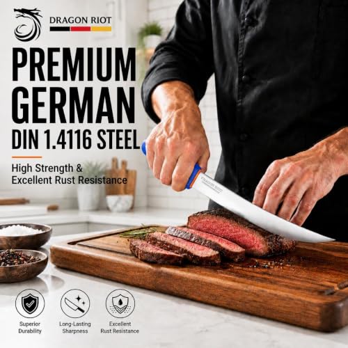 DRAGON RIOT 6-Piece Boning Butcher Knife Set 10inch, Stainless Steel - color: 6-Pcs