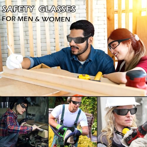 OXG Safety Glasses Protective Eyewear Men Women, ANSI Z87.1 Work Glasses Scratch Impact Resistant for Industrial Shooting - color: Grey