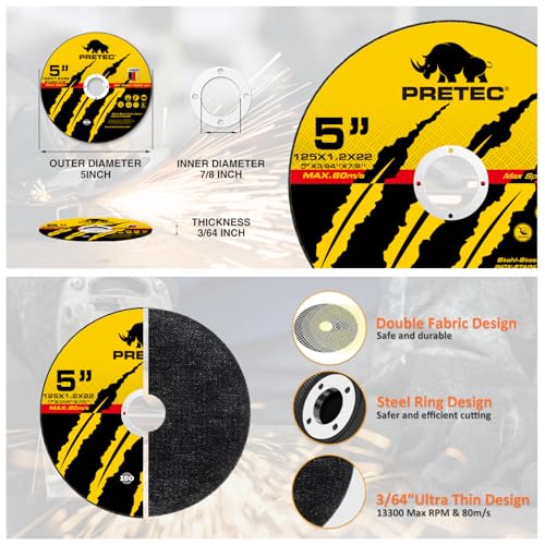 55 Pack Cut Off Wheels 5 Inch, Metal Cutting Wheel for Angle Grinder - size: 5 INCH
