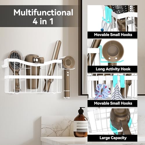 Dailyart 3-in-1 Hair Tool Organizer for Hair Dryer, Bathroom, White