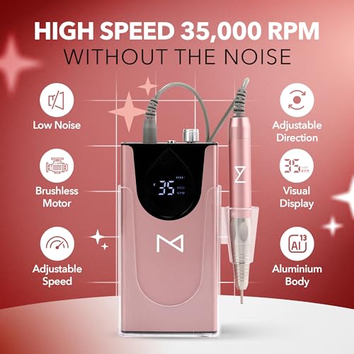 M Max Nail Drill, Brushless 2-in-1, 35000 RPM, Cordless | Rose Gold - size: Standard - Rose Gold