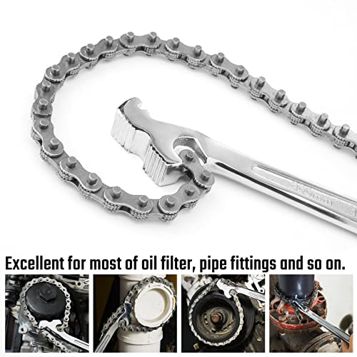 DURATECH 12-Inch Chain Filter Wrench, Oil Filter Tool fits 1/2" to 4-1/2" - size: 12 Inch