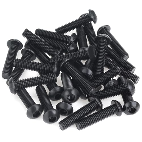 35 Pieces M6 x 25mm Button Head Socket Cap Screws, Thread Pitch 1.0mm, Sutemribor M6 Black Screws, 10.9 Grade Alloy Steel, Black Oxide Finish, Fully Threaded - size: M6 x 25mm, style: Button Head