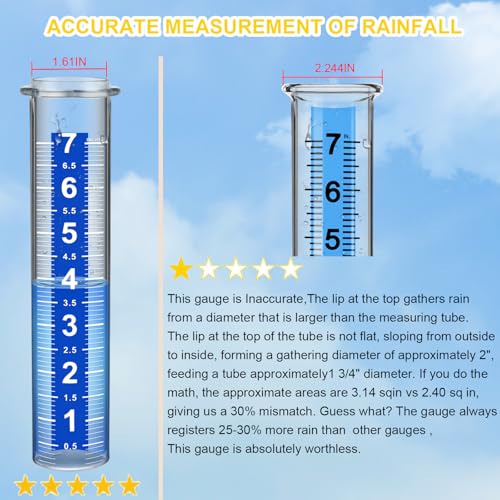 Rain Gauge Outdoor, New Upgraded Distinct Thickened Tube Rain Measure Gauge with Bold White Large Numbers, Adjustable Height Accurate Rain Meter Stake for Garden Lawn Patio - size: 3-Section Rain gauge White
