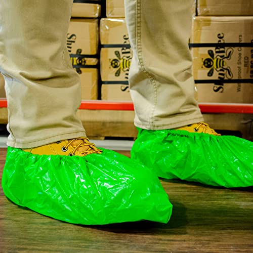 ShuBee Waterproof Shoe & Boot Covers Slip-Resistant Disposable for Plumbing Construction Floor Protection - 40 Pair - color: Waterproof Bright Green