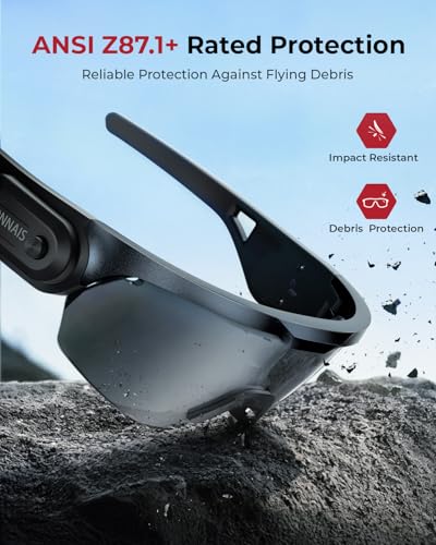 ONNAIS Safety Glasses ANSI Z87.1+ with Earplugs NRR 32dB - color: Gunmetal Gray