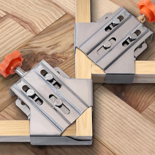 Akozon 4PCS Right Angle Clamp, 90 Degree Stainless Steel Woodworking Corner Clip, Open Design Adjustable Clamp for DIY Photo Frame, Wood, Metal Pipe, Steel Rod Projects