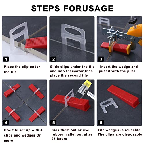 Reusable Leveling Wedges,Reusable Tile Leveling System Wedges for 1/8" Spacers,1/16" Spacers,1/32" Spacers and Tile Leveling Tools Kit for Wall/Floor Tile & Stone Installation