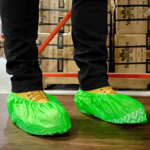 ShuBee Original Disposable, Extra-Large Boot and Shoe Covers, Thicker & Stronger, Durable Protection for Floors - 50 Pairs - color: Bright Green