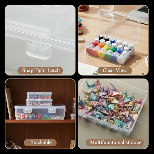 SATINIOR 24 Pcs Small Clear Plastic Container Box, Multiple Sizes - size: Multiple Sizes