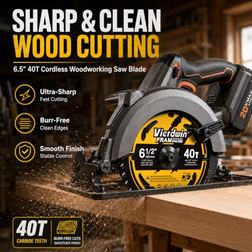 6-1/2" 40T Carbide Saw Blade 5/8" Arbor for Wood Plywood OSB & MDF - size: 6-1/2'' 40T 1PC
