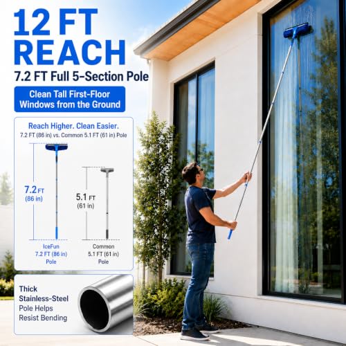2-in-1 Window Cleaning Kit with Bucket, Extension Pole & Squeegee