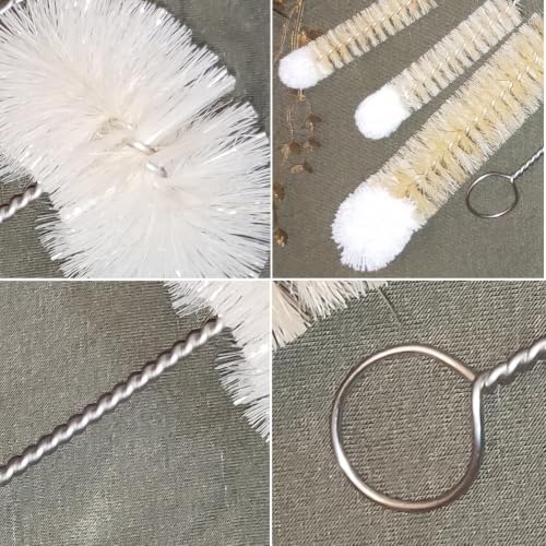 Bottle Brushes Thin Long Handle X 4, Natural Boar Bristle Set