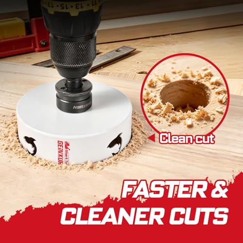Geinxurn 4-1/2 Inch(114mm) Hole Saw, 1PC HSS Bi-Metal Hole Saw Kit with Shark Tooth Hole Cutter for Wood,Drywall, PVC Boards and Thin Metal - color: 1 PCS 4-1/2"