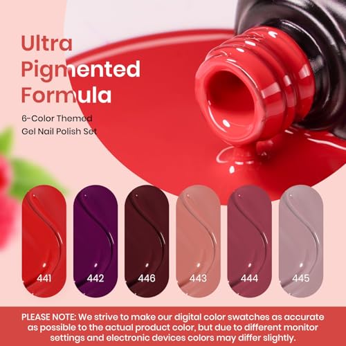 Beetles Gel Polish Set, 6 Pcs Burgundy Red Purple Brown Nail Gel Polish Kit - color: A - Creme | Raspberry Sorbet