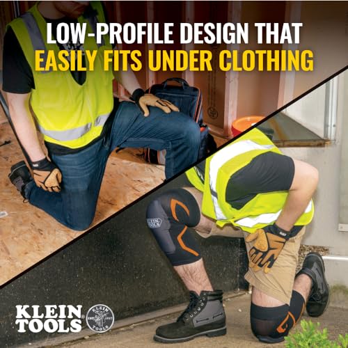 Klein Tools 60622 Knee Pad Compression Sleeve, Knee Support for Construction, Workers and Athletes, Black, S/M - style: S/M