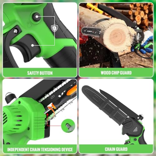2 in 1 8IN Brushless Cordless Pole Saw & Mini Chainsaw with Extension Pole - color: Green02