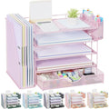 gianotter 5-Tier Desk Organizer with Drawers and File Holders - color: Pink, size: 5T