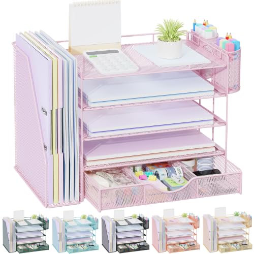 gianotter 5-Tier Desk Organizer with Drawers and File Holders - color: Pink, size: 5T