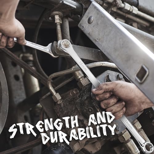 HORUSDY 8-Piece Extra Long Double Box-End Wrench Set, 12-Point Metric 8–24 mm, CR-V Steel, 15° Offset, Off-Corner Loading, with EVA Foam Organizer - style: 8pcs Metric Extra Long Wrench Set