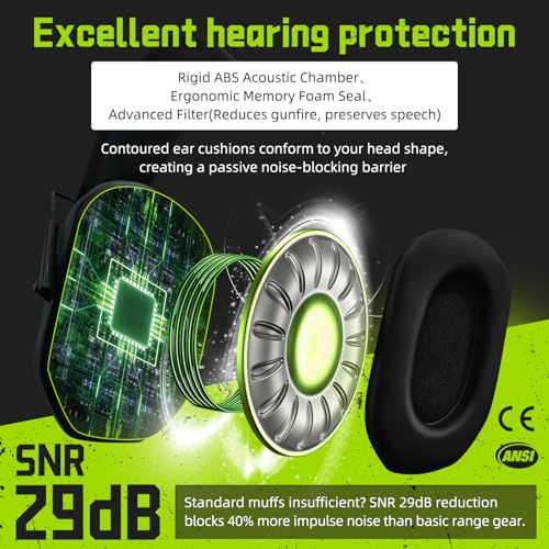 PROHEAR 022 Electronic Ear Protection for Shooting & Hunting - 29dB SNR Noise Reduction, 4 Omnidirectional Microphones - color: Electronic Ear Protection-green