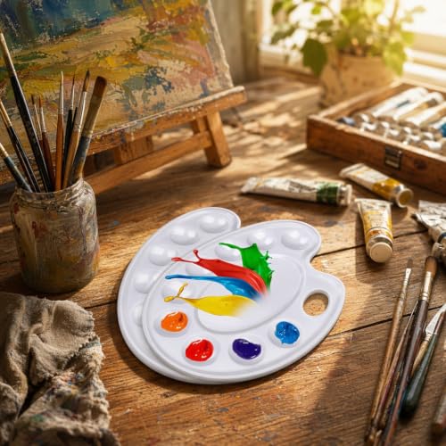 Hulameda 15Pcs Plastic Oval White Paint Tray Palettes for Adults to Paints - color: 15pcs