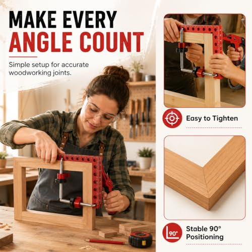 Corner Clamps for Woodworking, 4 Pack 90 Degree Clamp, Right Angle Clamp, 5.5" x 5.5" Aluminum Alloy Clamping Positioning Squares with Case for Picture Frames, Boxes, Cabinets, Drawers