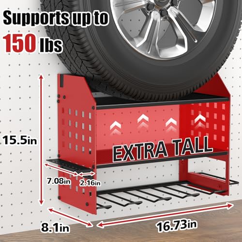 SUNALLY Power Tool Organizer Wall Mount with Charging Station,3 Layer, Red - style: 4 Drill Holders F