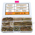 M4 M5 Flat Head Wood Screws Assortment Kit 220 Pcs,Phillips Drive Countersunk Head Self-Tapping Wood Screws,Yellow Zinc Plated Finish Screw Kit,Screws for Drywall/Sheetrock/Wood,Full Thread - style: M4M5 220PCS