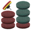 4 Inch Drill Attachments for Cleaning, 3.9" Scrub Brush Set with Red & Green Pads Drill Brush Power Scouring Pads for Kitchen Bathroom Household Cleaning