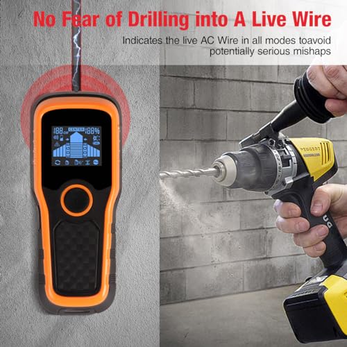 Wall Scanner 6 in 1 Stud Finder HD LCD for Wood Metal AC Wire