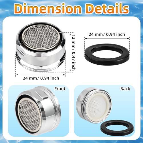 6PCS Faucet Aerator, Aerator Filter Replacement, 15/16-Inch Male Threads