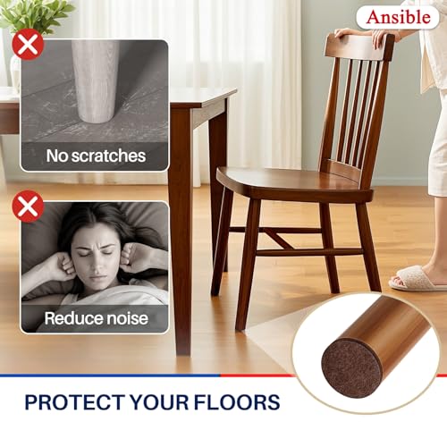 Ansible 145 PCS Felt Furniture Pads for Hardwood Floors - size: 145 PCS Brown & Beige