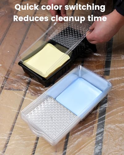 Voomey 4 Inch Paint Tray Set - Paint Tray with 12 Pcs Paint Pan Liners - style: 13 pcs 4 Inch Paint Roller Kit