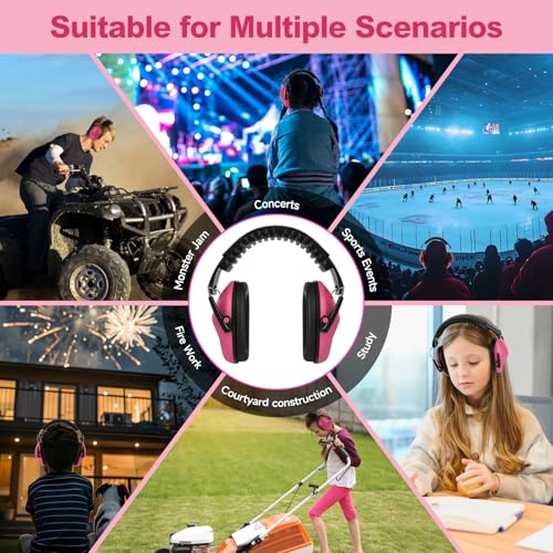 Floriogra Noise Cancelling Headphones for Kids/Toddler 28dB SNR Ear Muffs - color: Rose Pink