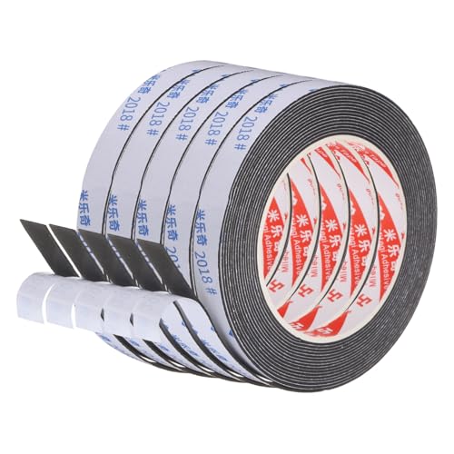 PATIKIL 5Roll Sponge Rubber Foam Tape, 5/8" W x 1/32" t x 16.4ft l Self-Adhesive Foam Insulation Tape Weather Stripping for Window Door Soundproofing Weatherstrip AC Seal Strip, Black - size: 5/8" x 1/32" x 16.4ft