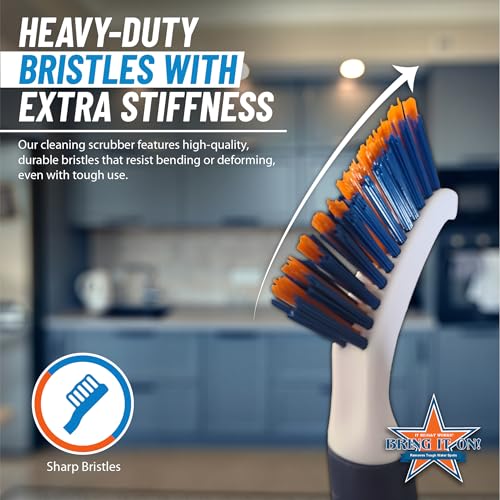 Bring It On Grout Cleaning Brush 2-Pack – Crevice Cleaning Brush with Stiff Nylon Bristles, 8-Inch Heavy-Duty Scrub Brush for Tile, Grout, Shower, Bathroom, Kitchen, Corners & Tight Spaces - style: 2 Pack