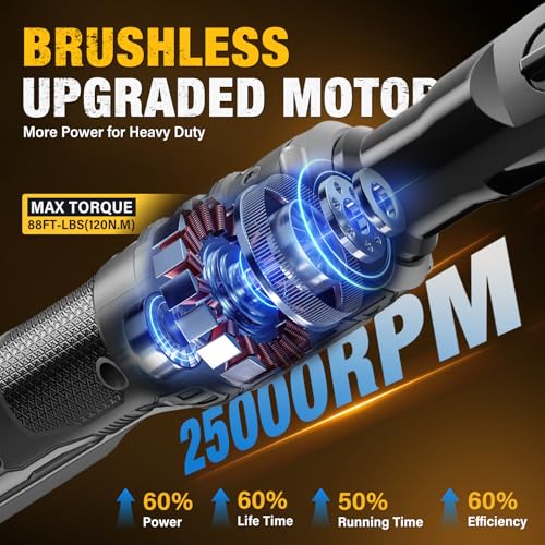 3/8" Cordless Ratchet Wrench Fit DEWALT 20V Battery, 88Ft-lbs(120N.m)500RPM - color: Gray