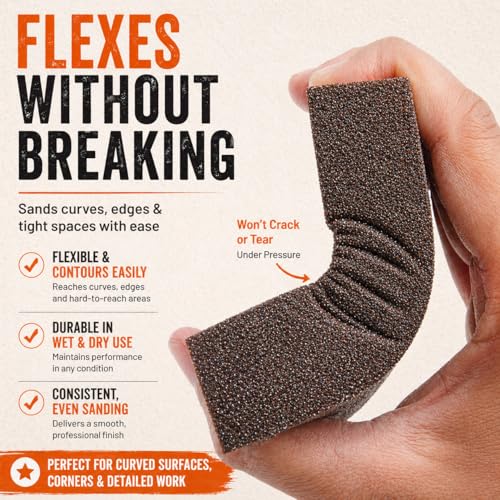 Sanding Sponge, 60/80/120/220 Grit 4-Pack with Protective Gloves, Coarse Fine Medium Grit Sanding Block, Reusable Dry Wet Sanding Blocks for Wood, Drywall,Metal, Fine Sandpaper Sand Block by Afruxy - size: Assorted 4 Pack