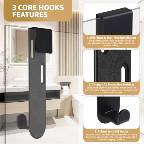 Shower Door Hooks, 7 Inch Stainless Steel Hangers for Frameless Glass