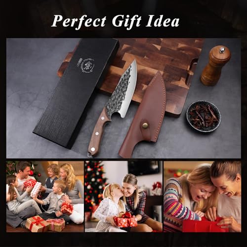 Huusk Japanese Chef Knife with Sheath, Hand Forged Cooking Knives - size: 6.9 inches