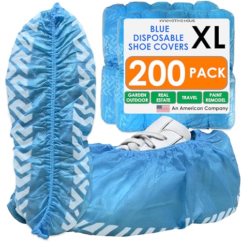 Innovative Haus Blue Disposable Shoe Covers, Non Slip Booties, 200 Pack, XL - size: Extra Large (200 Pack)