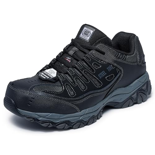 Skechers Men's Cankton Steel Toe Lace Up - color: Black/Charcoal, size: 8