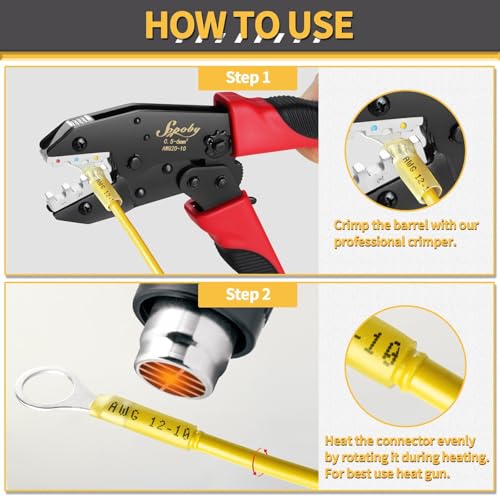540PCS Marine Grade Heat Shrink Wire Connectors of Tinned Red Copper | Electrical Connectors Kit, AWG 22-10 Waterproof Crimp Connectors Terminals Insulated Ring Fork Spade Butt Splices