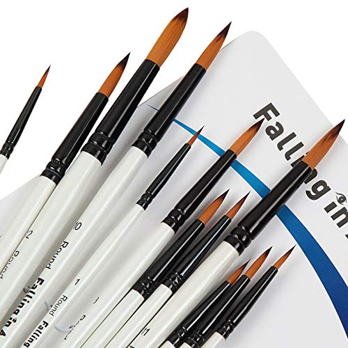 Falling in Art 12 PCS Professional Round Paint Brushes Set - size: 12 Pcs Round Nylon