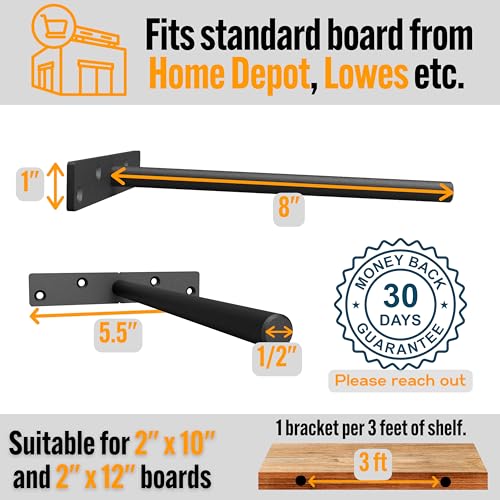 EVALD Heavy Duty Floating Shelf Brackets 8 Inch, Hidden Shelf Brackets with Screws & Anchors, Heavy Duty Shelf Brackets, 8 Inch Shelf Brackets (4 Pack) - size: 8 Inch, style: 4 Pack Heavy-duty