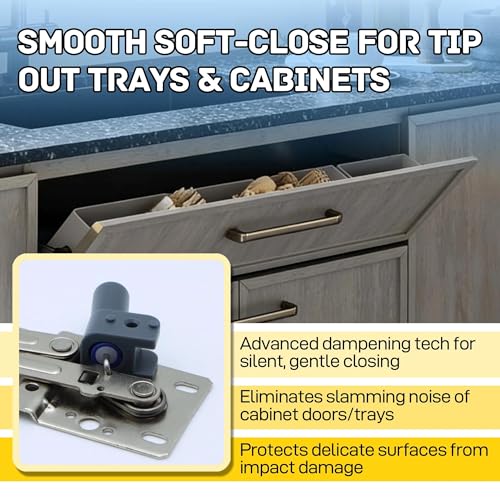 LD-0220-50SC Soft-Close Pivot Hinges 2-Pack, Silent Tip Out Tray & Cabinet Hinges, Heavy-Duty Self-Closing for Kitchen/Bathroom (Silver)