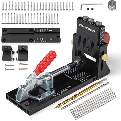 Pocket Hole Jig, Adjustable Jig Pocket Hole System, Woodworking Tools for Strong Joints, Adjustable Drill Guides for Materials 12-42mm Thick (HJ01)