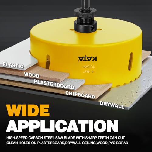 KATA 4-1/4 Inch Hole Saw with Silicone Dust Bowl for Recessed Lighting | 4.25" Hole Saw with Clear Smooth Bowl Helps Catch Drywall Dust for Smaller Ceiling, Can Light, Vent and Wood Repair Cutouts - color: 4-1/4 Inch